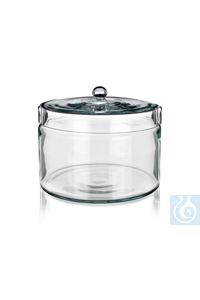 Boîte avec couvercle à bouton coiffant, 200 ml, dim. Ø 200 x H 130 mm, verre borosilicate Simax®,...